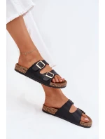 Dámské sandály s přezkami z eko kůže černé Iskira Dámské sandály s přezkami z eko kůže černé Iskira