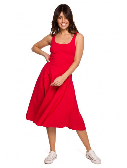 model 18003927 Přiléhavé šaty bez rukávů červené - BeWear