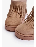 Zateplené dětské sněhule s ozdobnými třásněmi Béžová Nimia