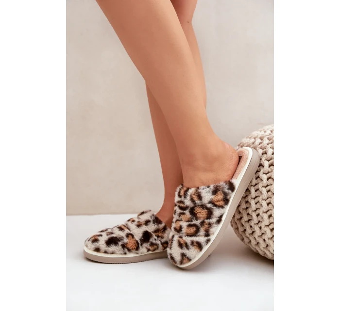 Futrzane Dámské Pantofle Panterka Inblu EK000008 Béžové Futrzane Dámské Pantofle Panterka Inblu EK000008 Béžové