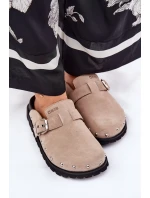 Dámské semišové pantofle na platformě Big Star – béžové Dámské semišové pantofle na platformě Big Star – béžové