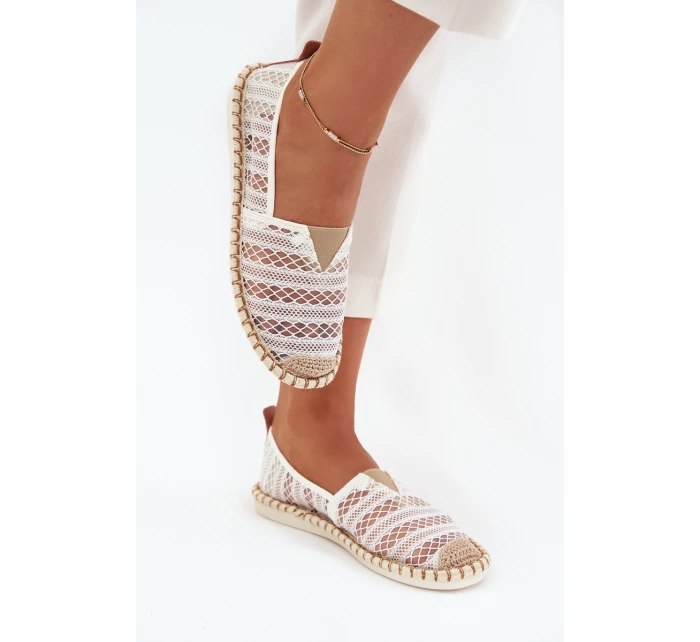 Dámské krajkové espadrilky se síťkou – bílé