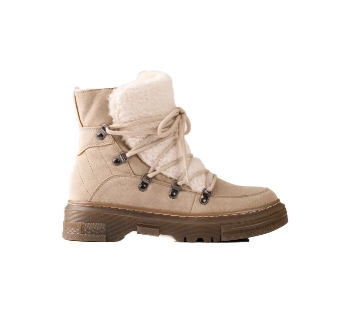 Módní hnědé dámské sněhule bez podpatku Módní hnědé dámské sněhule bez podpatku