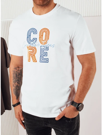 Pánské bílé tričko s potiskem Dstreet RX5383 Pánské bílé tričko s potiskem Dstreet RX5383