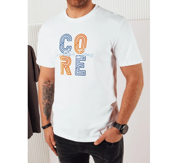 Pánské bílé tričko s potiskem Dstreet RX5383 Pánské bílé tričko s potiskem Dstreet RX5383