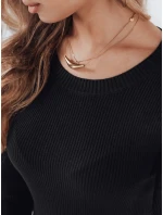 Dámský žebrovaný svetr NOLVIE black FashionStreet MY2492 Dámský žebrovaný svetr NOLVIE black FashionStreet MY2492