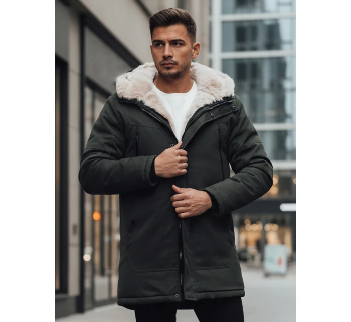 Pánská zimní bunda parka s kapucí zelená FashionStreet TX4966z