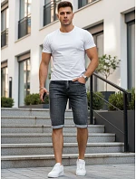 Pánské džínové šortky s lemem černé FashionStreet SX2619 Pánské džínové šortky s lemem černé FashionStreet SX2619