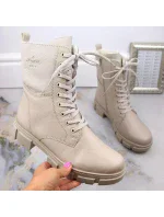 Kožené pohodlné zateplené boty Rieker W RKR613 beige