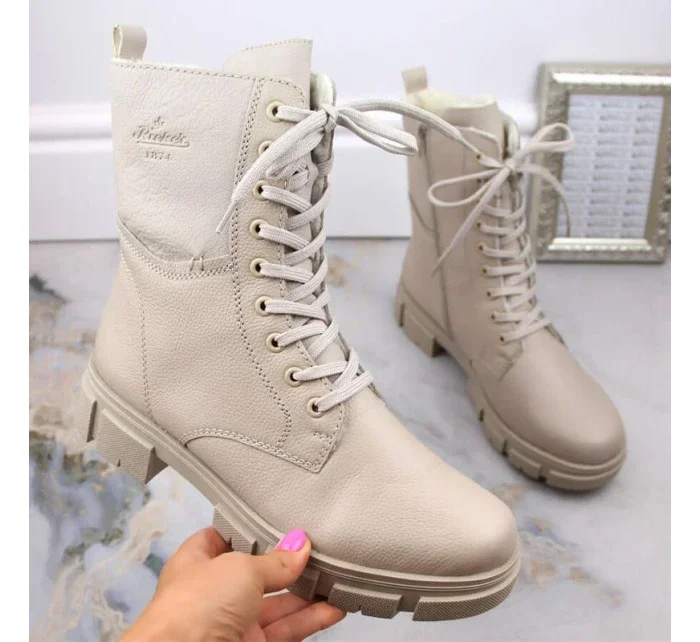 Kožené pohodlné zateplené boty Rieker W RKR613 beige