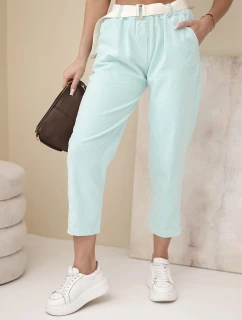 Dámské model 22002878 kalhoty s páskem mátové - K-Fashion