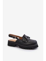 Dámské sandály na ploché podrážce s ozdobou Černé D&A MR38-656