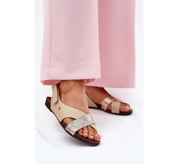 Kožené sandály na suchý zip  model 21694222 - Zazoo