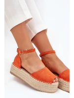 Dámské espadrilky na platformě s pletením oranžové Selise