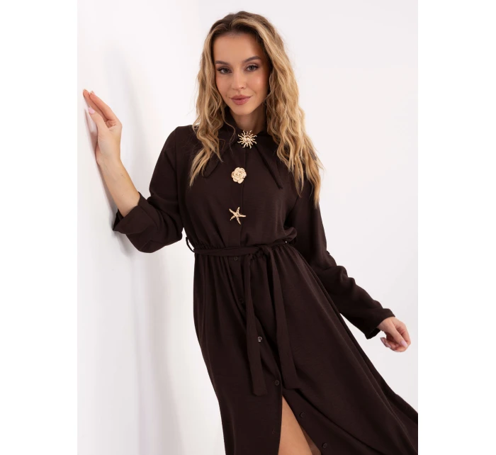 Sukienka MI SK model 21755198 ciemny brązowy - FPrice Sukienka MI SK model 21755198 ciemny brązowy - FPrice