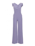 S407 Elegantní overal s asymetrickým výstřihem - holubičí šedá