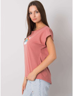 Špinavé růžové bavlněné dámské tričko