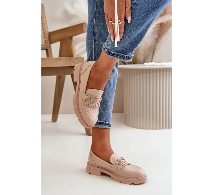 Dámské Mokasíny S Ozdobou Eko Kožené Béžové Tialorae Dámské Mokasíny S Ozdobou Eko Kožené Béžové Tialorae