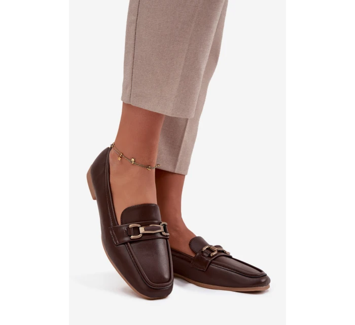 Dámské loafers polobotky s ozdobou Priscelle – hnědé