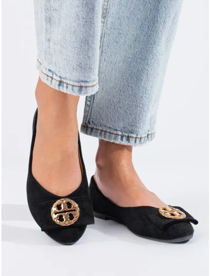 Pěkné dámské černé baleríny bez podpatku Pěkné dámské černé baleríny bez podpatku