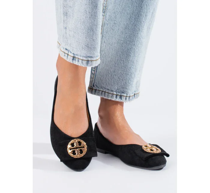 Pěkné dámské černé baleríny bez podpatku Pěkné dámské černé baleríny bez podpatku