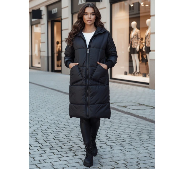 Dámský oversize kabát NADIA prošívaný černý FashionStreet TY4542z