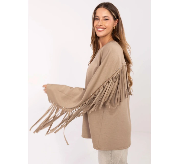 bluza damska z ciemny beżowy model 21470521 - Factory Price