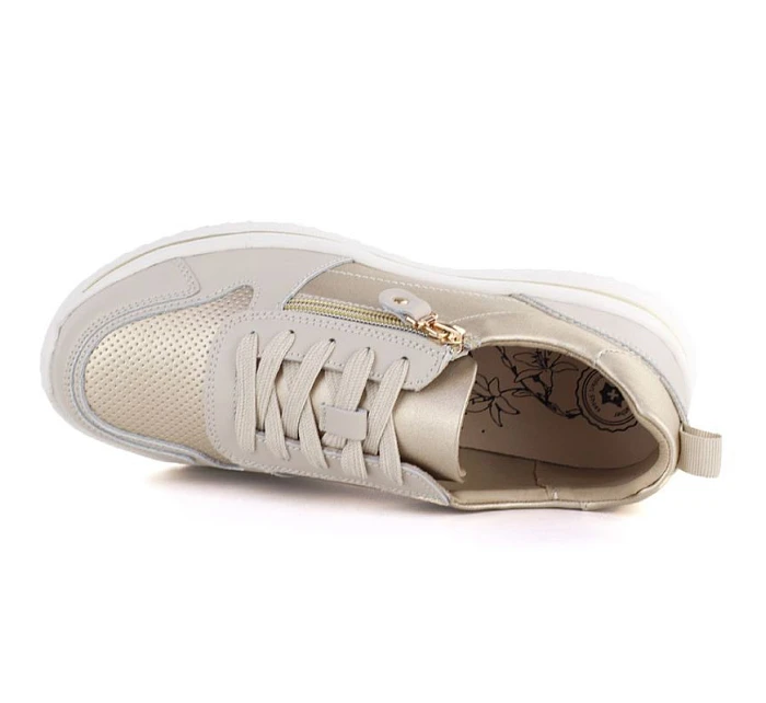 Dámské kožené boty pro béžové a zlaté eVento model 22081778