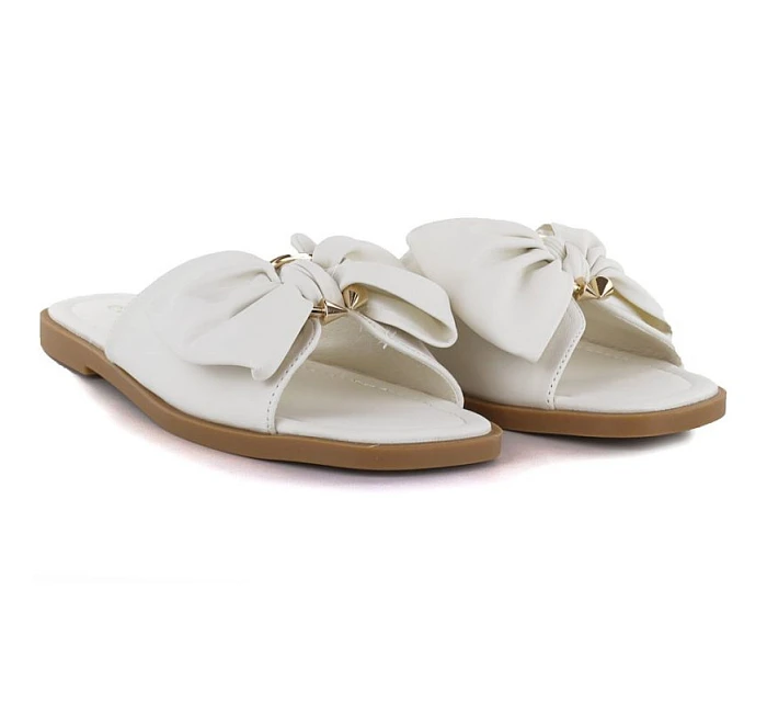 Dámské ploché žabky s mašlí bílé eVento 5479