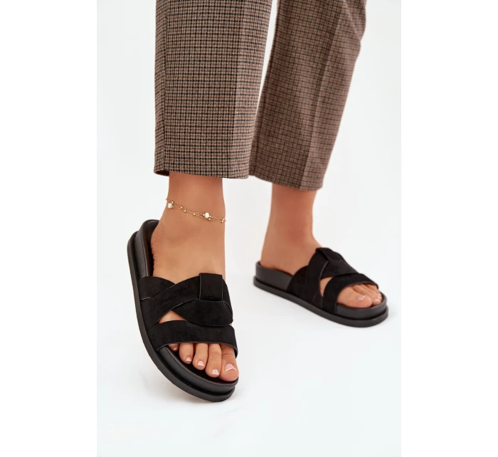 Dámské pantofle Eko semiš s pásky Černé model 21918922 - Boto