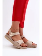 Pohodlné dámské sandály na suchý zip, béžová Iphiope