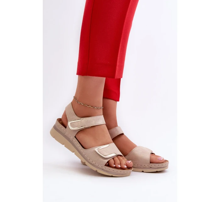 Pohodlné dámské sandály na suchý zip, béžová Iphiope