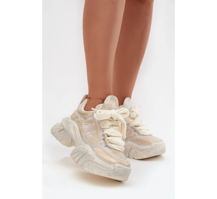 Dámské kožené tenisky GOE – zlaté Dámské kožené tenisky GOE – zlaté