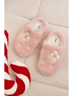 Dámské chlupaté papuče s květinami – růžové Selinne Dámské chlupaté papuče s květinami – růžové Selinne