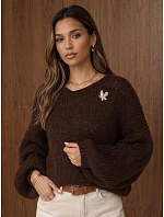Sweter damski z  czekoladowy model 22554573 - FashionStreet