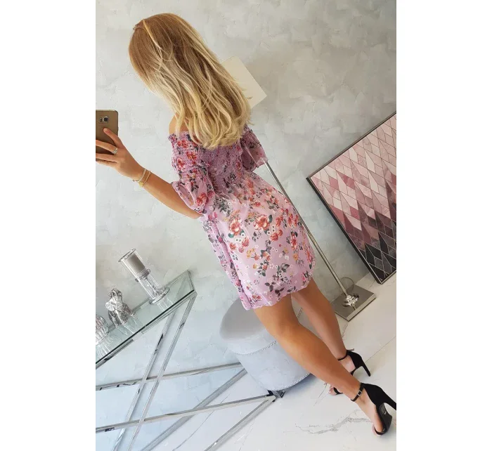 Španělské šaty s květinovým motivem fialové