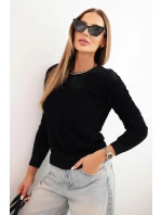 Dámský svetr z alpaky s kulatým výstřihem černý