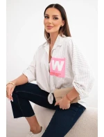 Dámská bavlněná košile s pásky a vázáním béžová