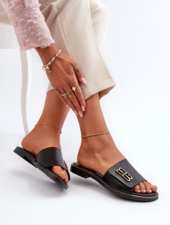 Zazoo 40384 Elegantní Dámské Kožené Černé Žabky