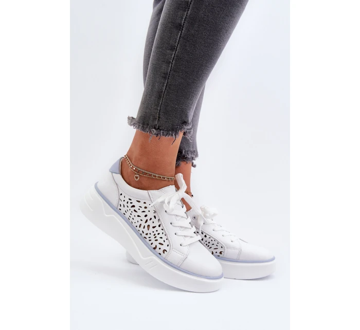Dámské tenisky na platformě z bílé kůže model 21656159 - EVENTO Dámské tenisky na platformě z bílé kůže model 21656159 - EVENTO