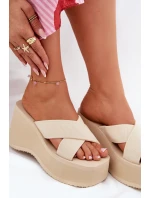 Dámské Pantofle Na Klínu A Platformě Béžové Sevolee Dámské Pantofle Na Klínu A Platformě Béžové Sevolee