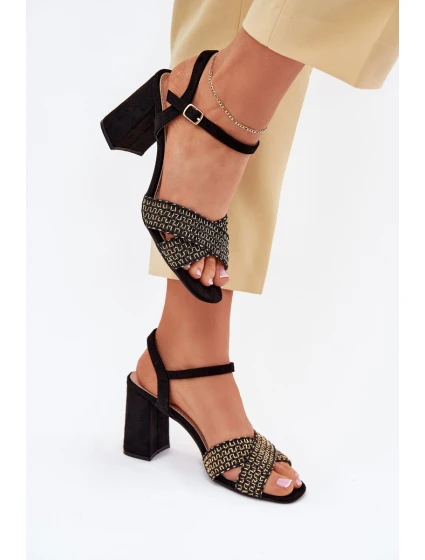 Dámské sandály na podpatku černé Almera Dámské sandály na podpatku černé Almera