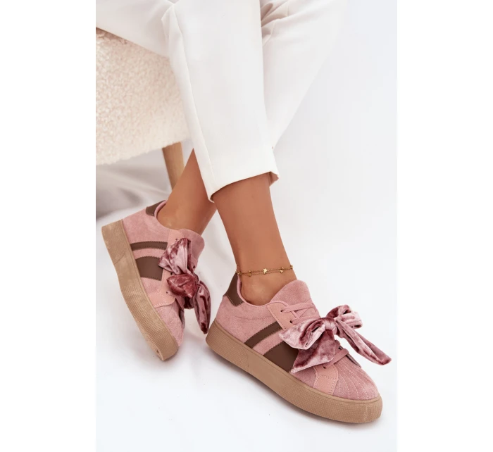 Dámské tenisky s mašlí růžové model 21710139 - Boto Dámské tenisky s mašlí růžové model 21710139 - Boto