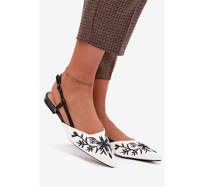 Dámské sandály s výšivkou na ploché Černé Grelia