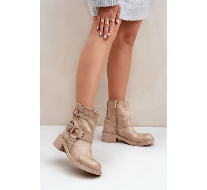 Dámské Kožené Kotníkové Boty Na Nízkém Bloku Podpatku S Pásky Zazoo 3644 Béžové Dámské Kožené Kotníkové Boty Na Nízkém Bloku Podpatku S Pásky Zazoo 3644 Béžové