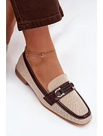 Dámské mokasíny Loafersy H8-515 hnědo-bežové -  Evelora