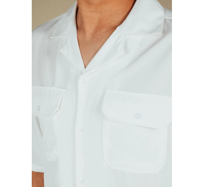 Pánská bílá košile s krátkým rukávem FashionStreet KX1086 Pánská bílá košile s krátkým rukávem FashionStreet KX1086