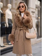 Dámský kabát s odnímatelným kožešinovým límcem Fango FashionStreet TY6075 Dámský kabát s odnímatelným kožešinovým límcem Fango FashionStreet TY6075