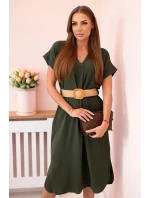 Šaty s ozdobným páskem khaki Šaty s ozdobným páskem khaki