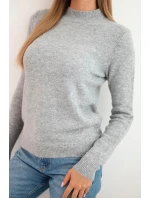 Dámský svetr s polokošilí z měkké pleteniny šedý Dámský svetr s polokošilí z měkké pleteniny šedý